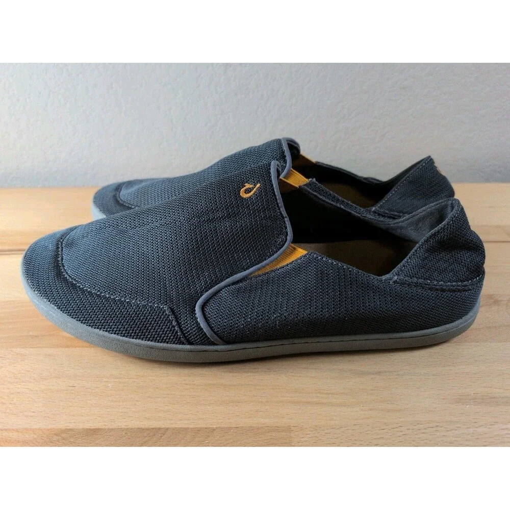 OluKai Nohea Mesh Slip on Sneaker Grey/Orange Walking Shoes Men's Size 14